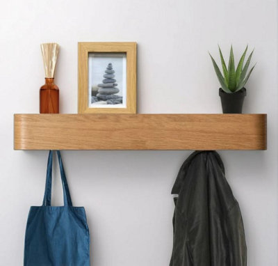 Magna Retail Oak Coat Rack Wall Mounted With Shelf And Hidden Hooks Modern Coat Stands For Hallway Solid Wood Veneer Panel Size 8 B&Q
