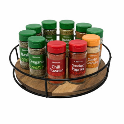Magna Retail Rotating Spice Rack Round Acacia Lazy Susan Organizer 360 Rotating Cupboard Organiser Pantry Shelf Organiser from B&Q