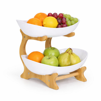 Magna Retail Tiered Fruit Bowl 2-Tier Serving Platters For Parties Serving Bowls For Snacks & Dessert Afternoon Tea Stand Serveware from B&Q