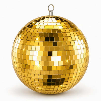 Magna Retail Mirror Disco Ball Hanging Silver Glitter Ball Disco Light Effect Lightweight Mirror Decoration Parties20Cm In Gold from B&Q