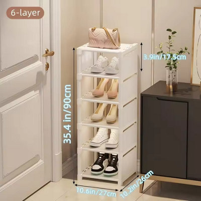  - 1Pc 6 Tier Shoe Rack Space Saving Metal And Fabric Organizer Shelf