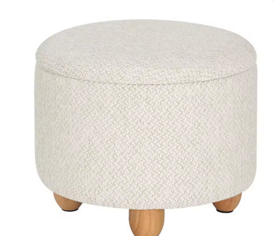 Foldable Storage Pouf Ottoman With Lid Upholstered Stool With Pine Legs For Home from B&Q