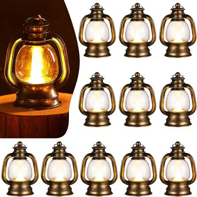  - 12Pcs Mini Led Lanterns 4Inch Vintage Hanging Table Decor