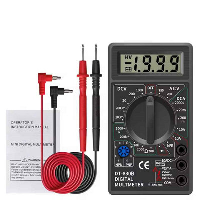 Professional Handheld Digital Multimeter Accurate Voltage And Ohm Tester from B&Q