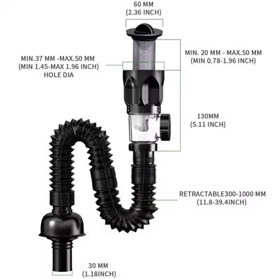 Universal Retractable Sink Drain Hose Deodorant Pipe For Kitchen And Bathroom from B&Q