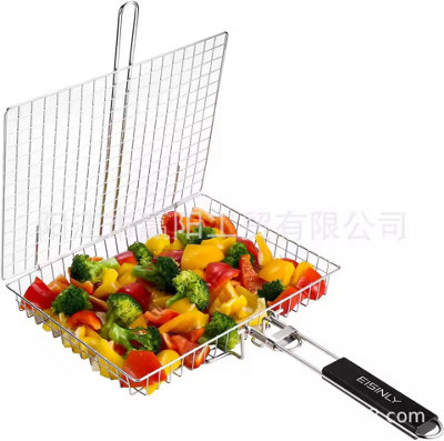 Portable Folding Iron Bbq Grill Basket With Handle For FishVeggies And Shrimp from B&Q