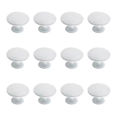  - 12Pcs White Hollow Round Cabinet Knobs With Screws Single Hole Pulls