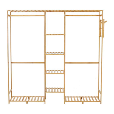 Wooden Clothes Rack With Hooks Storage And Organizer Shelf from B&Q