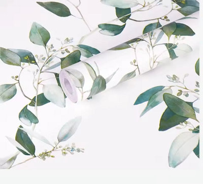 Green Leaf Self Adhesive Wallpaper 6M X 45Cm VinylWaterproof And Removable from B&Q