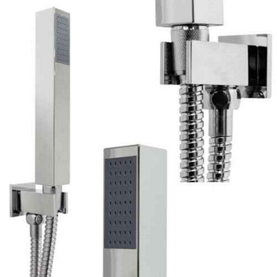 Brass Shower Wall Elbow Outlet Square With Hose And Handset Chrome from B&Q