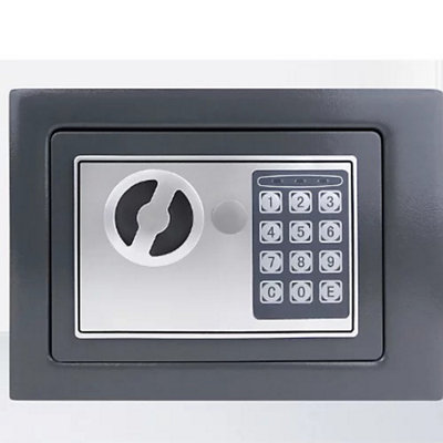 B&Q 4.6L Digital Security Safe Box Grey , Keypad And Key Lock, Steel Safe For Home Office