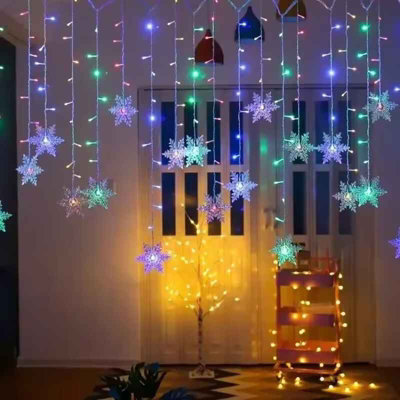 3.2M Led Snowflake Curtain Lights  Waterproof Fairy String For Christmas from B&Q