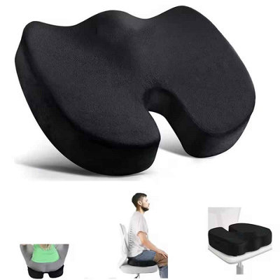  - Memory Foam Travel U-Shaped Black Seat Cushion For Car Office Hip Support