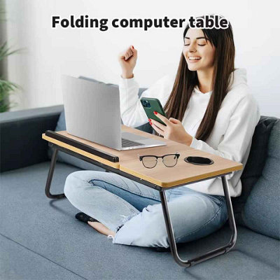 Portable Adjustable Bed Table Foldable Laptop Desk With Cup Holder from B&Q