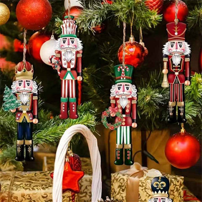 12Pcs Wooden Nutcracker Ornaments Christmas Tree Hanging Decorations Set from B&Q