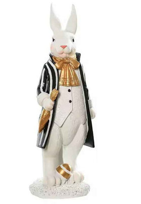 Resin Bunny Rabbit Family Figurines Home Decor Easter Ornament from B&Q