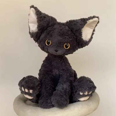  - 40Cm Black Devon Rex Plush Cat Soft Stuffed Toy Gift For Kids