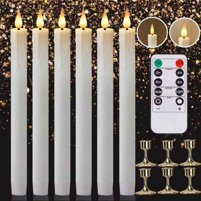Led Taper Candles With Remote Flickering Flameless Battery Operated Set Of 6 from B&Q