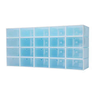 20Plastic Shoe Storage Boxes Drawer Stackable Foldable Organiser from B&Q