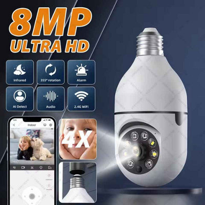 8Mp Wifi Bulb Camera With Night Vision  And Motion Detection from B&Q