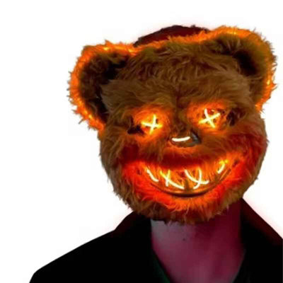Led Halloween Bear Mask With Light Cosplay Party Horror Costume