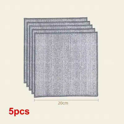 5Pcs Non Scratch Steel Wire Cleaning Cloths  Double-Layer Dish Rags from B&Q