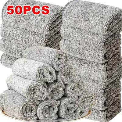 - 50Pcs Microfiber Cleaning Cloths  Soft Absorbent Reusable Towels For CarBike & Kitchen