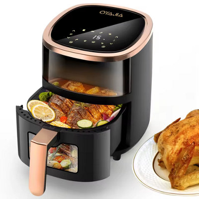 6L Black Air Fryer With Touch Screen And 8 Presets Modes