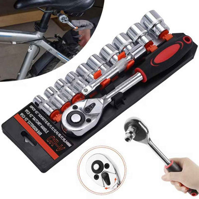  - 12,piece  Ratchet Socket Wrench Set With Extension Rod
