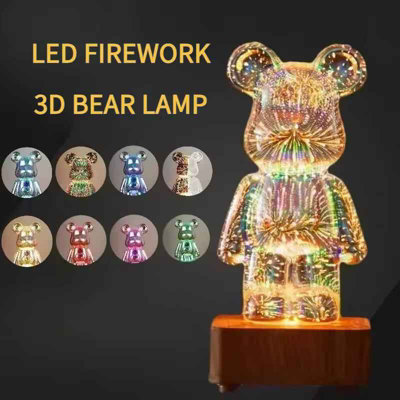 B&Q Led 3D Bear Night Light Usb 8 Colors For Kids Room Decoration