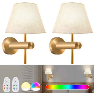 2 Pack Cordless Rechargeable Rgb Wall Lamps With Remote Dimmable Magnetic Night Light from B&Q