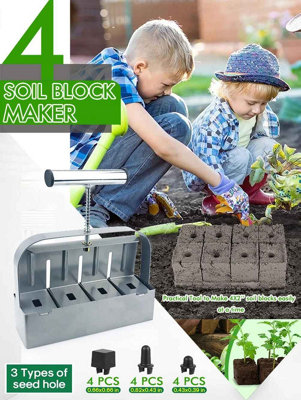 Handheld 2 Inch Soil Block Maker Seedling Tool For Garden Or Greenhouse Silver from B&Q