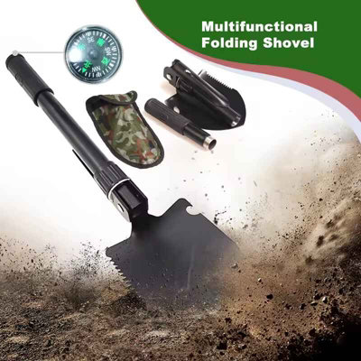 Multifunction Folding Shovel Telescopic Mini Camping Survival Spade Black from B&Q