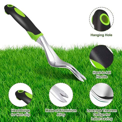 Hand Weeder Tool With Ergonomic Handle For Garden Weed Removal Green from B&Q