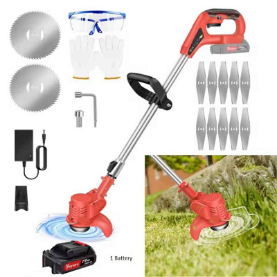 21V Cordless 3 In 1 Electric Weed Wacker With Battery Red from B&Q