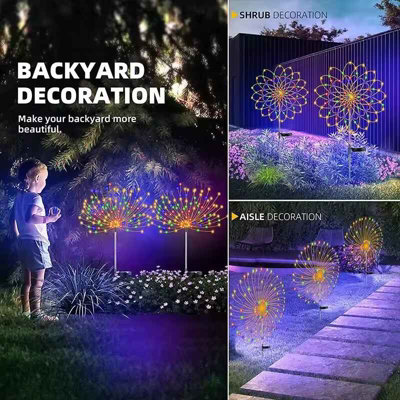 2Pcs Solar Lights Outdoor Garden Pathway Decor Multicolor from B&Q