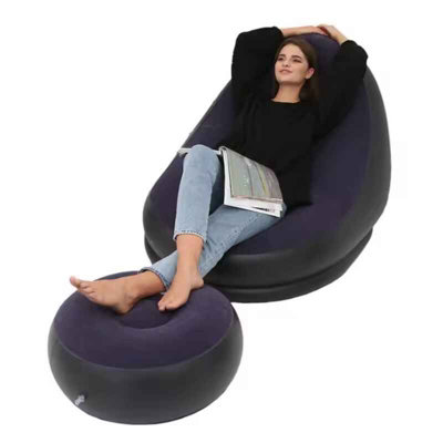 Portable Inflatable Sofa Chair ,flocking Foldable Lounge Set With Ottoman from B&Q