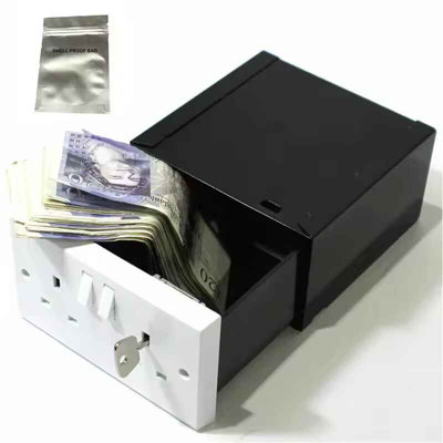 Imitation Double Uk Plug Socket Wall Security Secret Hidden Stash Box Covert Diversion Safe from B&Q