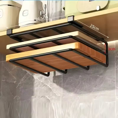  - Under Cabinet Hanging Organizer Rack With Hooks For Kitchen Storage
