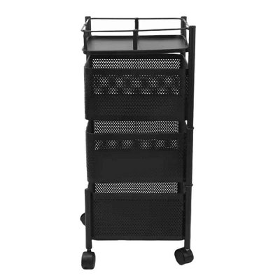 Rolling Shelf Cart Sturdy 3 Tier Rotating Storage Organizer from B&Q