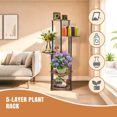 5 Tier Metal Plant Stand Corner Shelf For Multiple Plants from B&Q