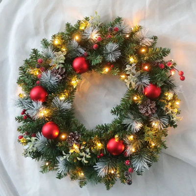40Cm Led Christmas Wreath Holiday Door Garland Decoration from B&Q