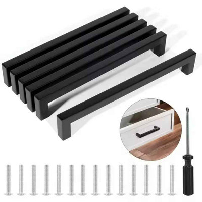  - 6Pcs Square Furniture Hardware Cabinet Handle Stainless Steel Door Knobs Cupboard Drawer Pulls 128mm