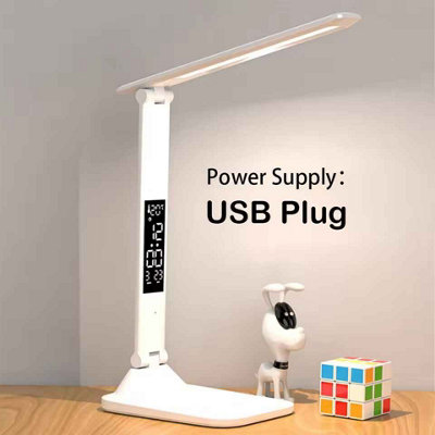  - Folding Table Lamp Usb Reading Touch Dimmable Eye Protection With Alarm Clock Thermometer Led Desk Lamp