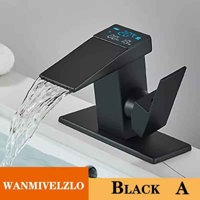 Smart Digital Display Basin Sink Faucet Hot Cold Water Temperature Led Washbasin Waterfall Taps