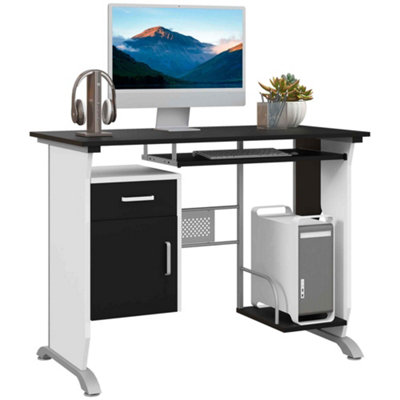 Computer Desk Workstation Table Sliding Keyboard Shelf Wood Drawer from B&Q