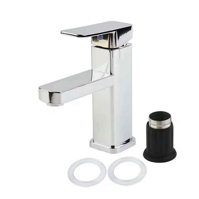 1 Set Basin Sink Bathroom Faucet Deck Mounted Hot Cold Water Mixer Taps