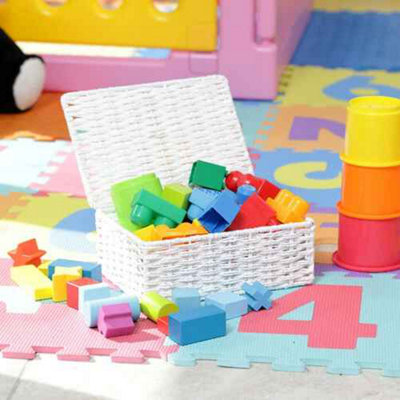  - Small White Paper Rope Storage Basket With Lid