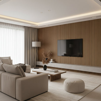 Accent Floors and Walls Modern Curved Wall Panels For Feature & Media Walls Water-ResistantFire-RatedEasy Install In Tuscan Bronze Concave from B&Q