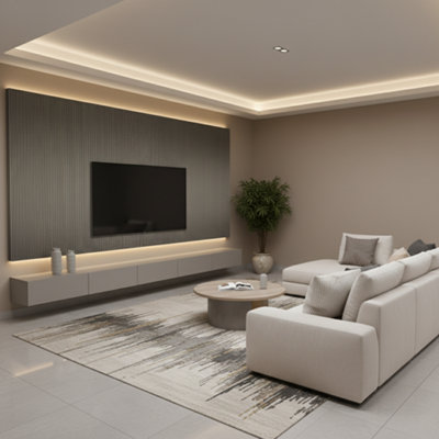 Accent Floors and Walls Modern Fluted Wall Panels For Feature & Media Walls Water-ResistantFire-RatedEasy Install In Champagne Moonstone Flute from B&Q